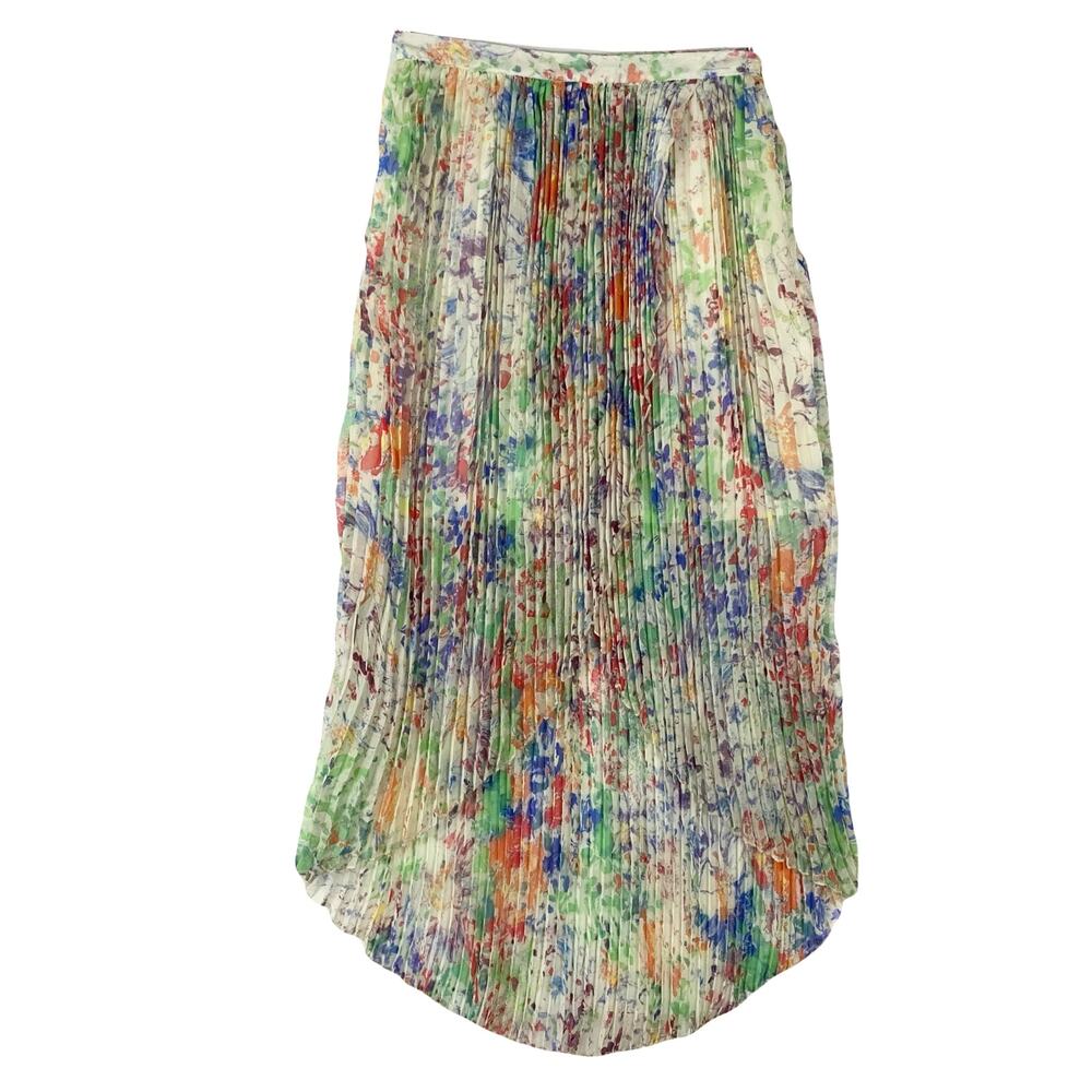 NWOT PURE SUGAR Skirt S Multicolor Abstract Print Pleated Faux-Wrap Midi-Length